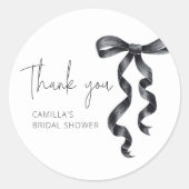Sticker Rond Elle va se marier Black Bow Bridal Shower (Devant)