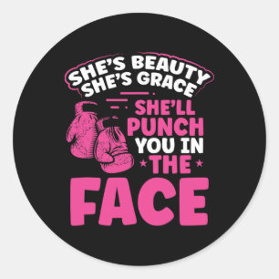 Sticker Rond Elle vous donnera un coup de poing au visage Mma k