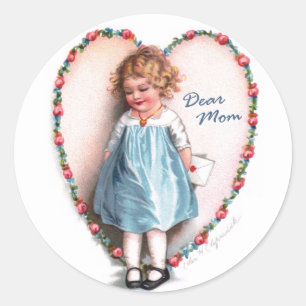 Sticker Rond Ellen H. Clapsaddle : Chère maman