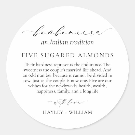 Sticker Rond Ellesmere Une Tradition Italienne 5 Amandes De Suc (Devant)