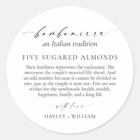 Sticker Rond Ellesmere Une Tradition Italienne 5 Amandes De Suc (Devant)