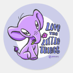 Sticker Rond Elli : Aimez l'autocollant pour éléphant Little Th