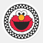 Sticker Rond Elmo à carreaux de Sesame Street (Devant)