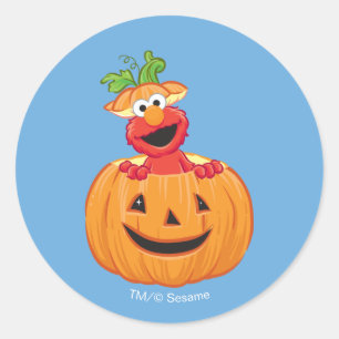 Sticker Rond Elmo   Citrouille d'Halloween