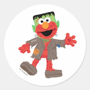 Sticker Rond Elmo Déguisement de Frankenstein