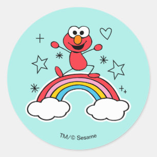 Sticker Rond Elmo Rainbow Doodley Graphic