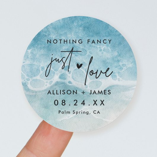 Sticker Rond Elopement Beach Réception de mariage Classic Round