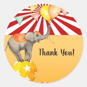 Sticker Rond Élphant de cirque sur ballon Fête de bébé Carnaval