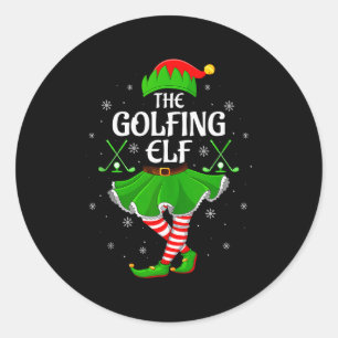 Sticker Rond Élu de golf de Noël Filles Femmes Elfe Équipe Xmas