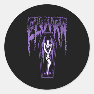 Sticker Rond Elvira Maîtresse Du Nom Foncé Purple Coffin