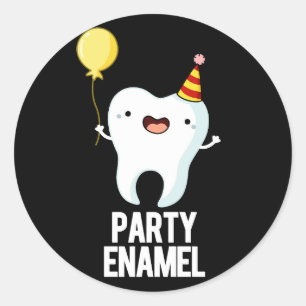 Sticker Rond Émail de fête Funny Dot Pun Dark BG