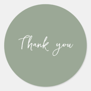 Sticker Rond Emballage Cadeau de Remerciement Vert Élégant pour