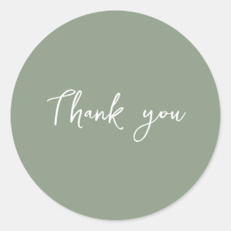 Sticker Rond Emballage Cadeau de Remerciement Vert Élégant pour