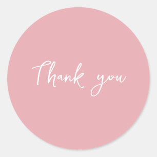 Sticker Rond Emballage Cadeau Entreprise Merci Rose Élégant