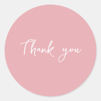 Sticker Rond Emballage Cadeau Entreprise Merci Rose Élégant