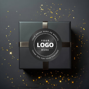 Sticker Rond Emballage Commercial de Luxe Minimaliste Logo Noir