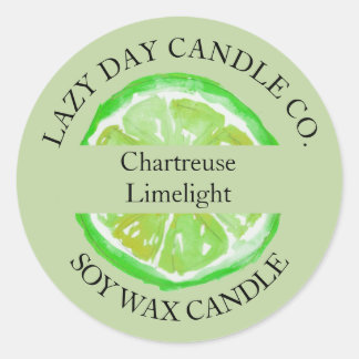 Sticker Rond Emballage de bougie au citron vert aquarelle de fa