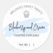 Sticker Rond Emballage de boulangerie à l'aquarelle bleu clair (Devant)