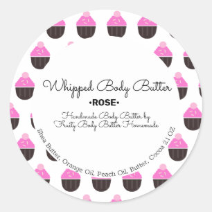 Sticker Rond Emballage de la marque de bain de beurre de Cupcak