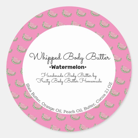 Sticker Rond Emballage de marque de bain à l'aquarelle pastèque (Devant)