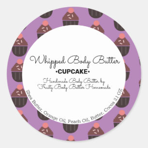 Sticker Rond Emballage de marque de bain de beurre de cupcake