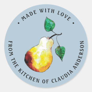 Sticker Rond Emballage de poire rétro illustré à la main Cadeau