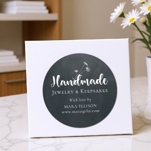 Sticker Rond Emballage de produit artisanal sur mesure en noir