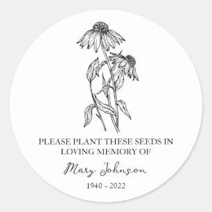 Sticker Rond Emballage de semences funéraires Echinacea