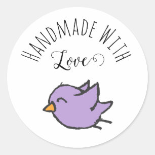Sticker Rond Emballage d'oiseau mignon fait avec amour