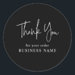 Sticker Rond Emballage minimal de Merci noir blanc d'entreprise<br><div class="desc">Peut être customisé pour répondre à vos besoins.
© Gorjo Designs. Fait pour vous via la plateforme Zazzle. 

// Besoin d'aide pour customiser votre design ? Vous avez d'autres idées ? N'hésitez pas à me contacter (Zoe) directement via le bouton de contact ci-dessous.</div>