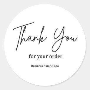 Sticker Rond Emballage Minimaliste Noir et Blanc de Remerciemen