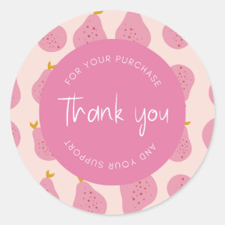 Sticker Rond Emballage Motif "Merci" Feminine Cute