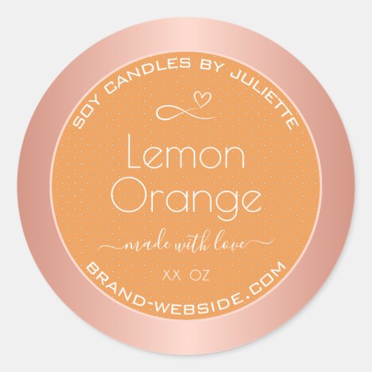Sticker Rond Emballage Rose doré parfumé citron orange (Devant)