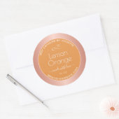 Sticker Rond Emballage Rose doré parfumé citron orange (Enveloppe)