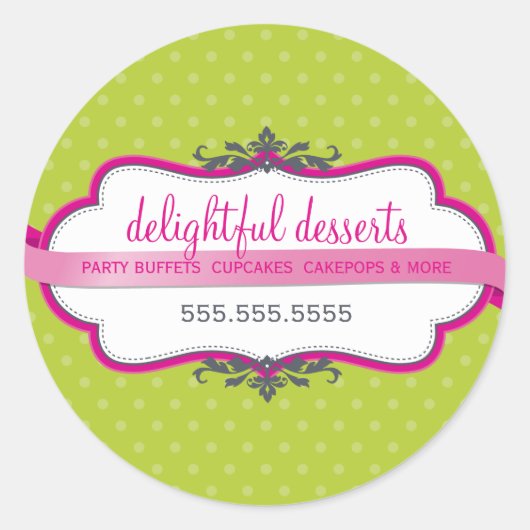 Sticker Rond EMBALLAGE SEAL mignon logo élégant rose chaux vert (Devant)