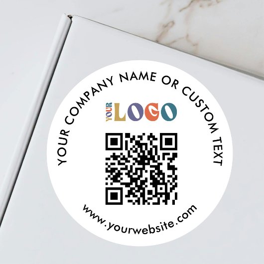 Sticker Rond Emballage simple du logo de l'entreprise Code QR B