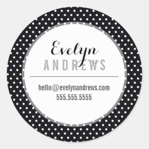 Sticker Rond EMBALLAGE SIMPLE SPOT mini poka point noir blanc