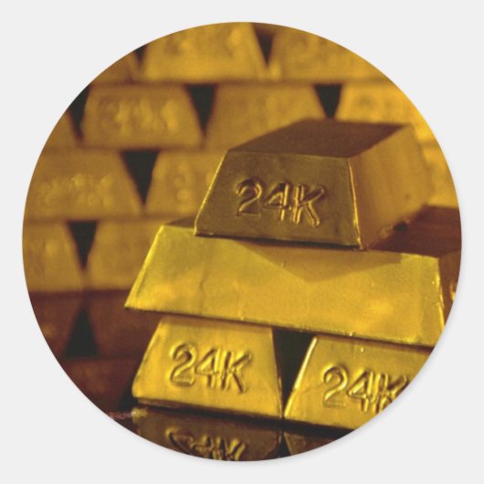 Sticker Rond Emballages de barres d'or (Devant)