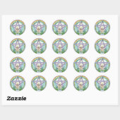 Sticker Rond Embauches Céltic Wicca Pentacle (Feuille)