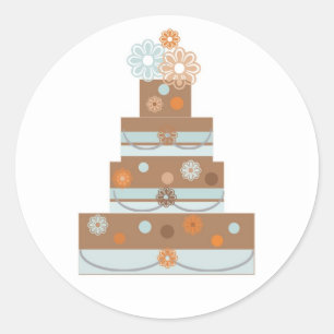 Sticker Rond Embellisement du gâteau de Mariage bleu et de type