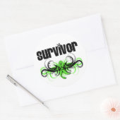 Sticker Rond Emblème à ailes Lymphoma Survivor Grunge (Enveloppe)