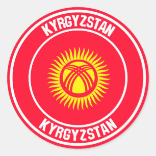 Sticker Rond Emblème autour du Kirghizistan