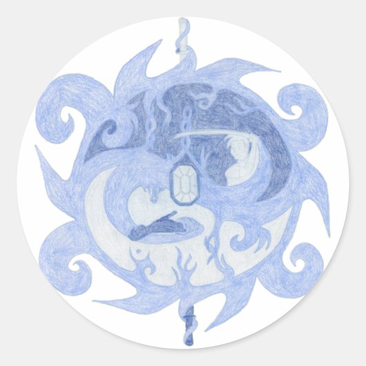 Sticker Rond Emblème "Chemin d'un héros" (Devant)