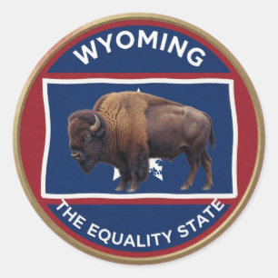 Sticker Rond Emblème de bison de la fierté de l'État du Wyoming