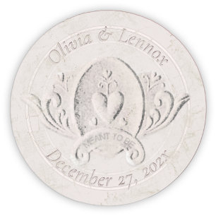 Sticker Rond Emblème de coeur Emblème Vintage Date de mariage N