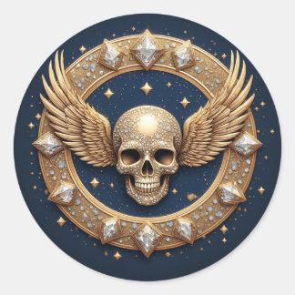 Sticker Rond Emblème de crâne pour décoration gothique 💀