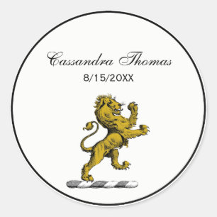 Sticker Rond Emblème de crête de lion debout héraldique C