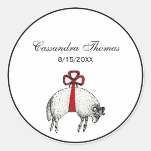 Sticker Rond Emblème de crête de mouton bélier à laine rubanée
