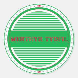 Sticker Rond Emblème de fierté de la ville de Merthyr Tydfil –