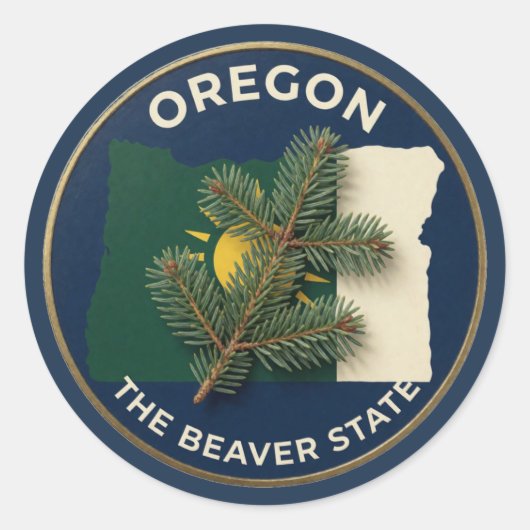 Sticker Rond Emblème de fierté de l'État de l'Oregon (Devant)